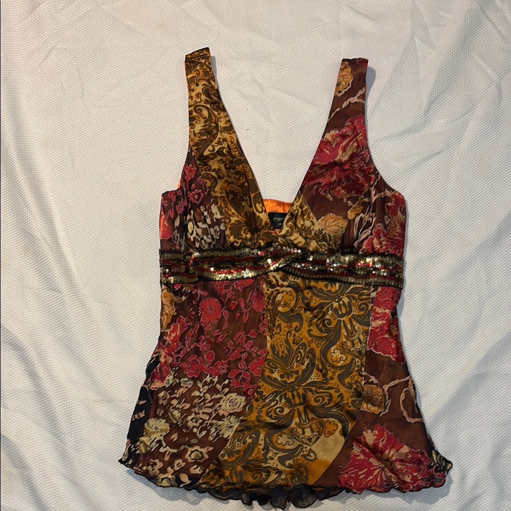 Mary L Couture Vintage 2000s Patchwork Sleeveless Top in Size L *PRE-OWN…